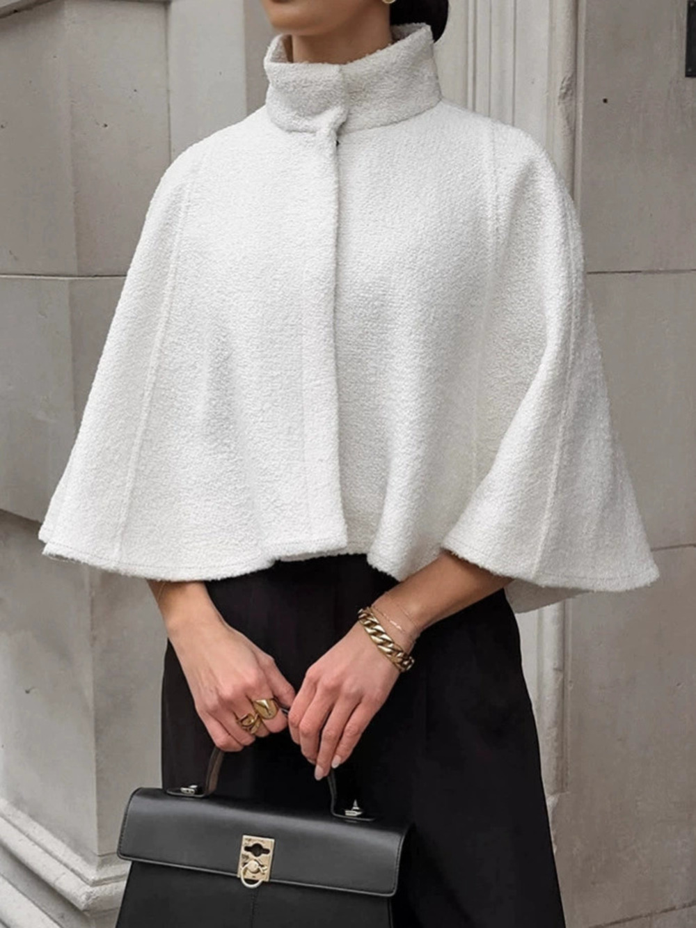 Forever 21 Short Wool Coat Fall High Collar Cape Style
